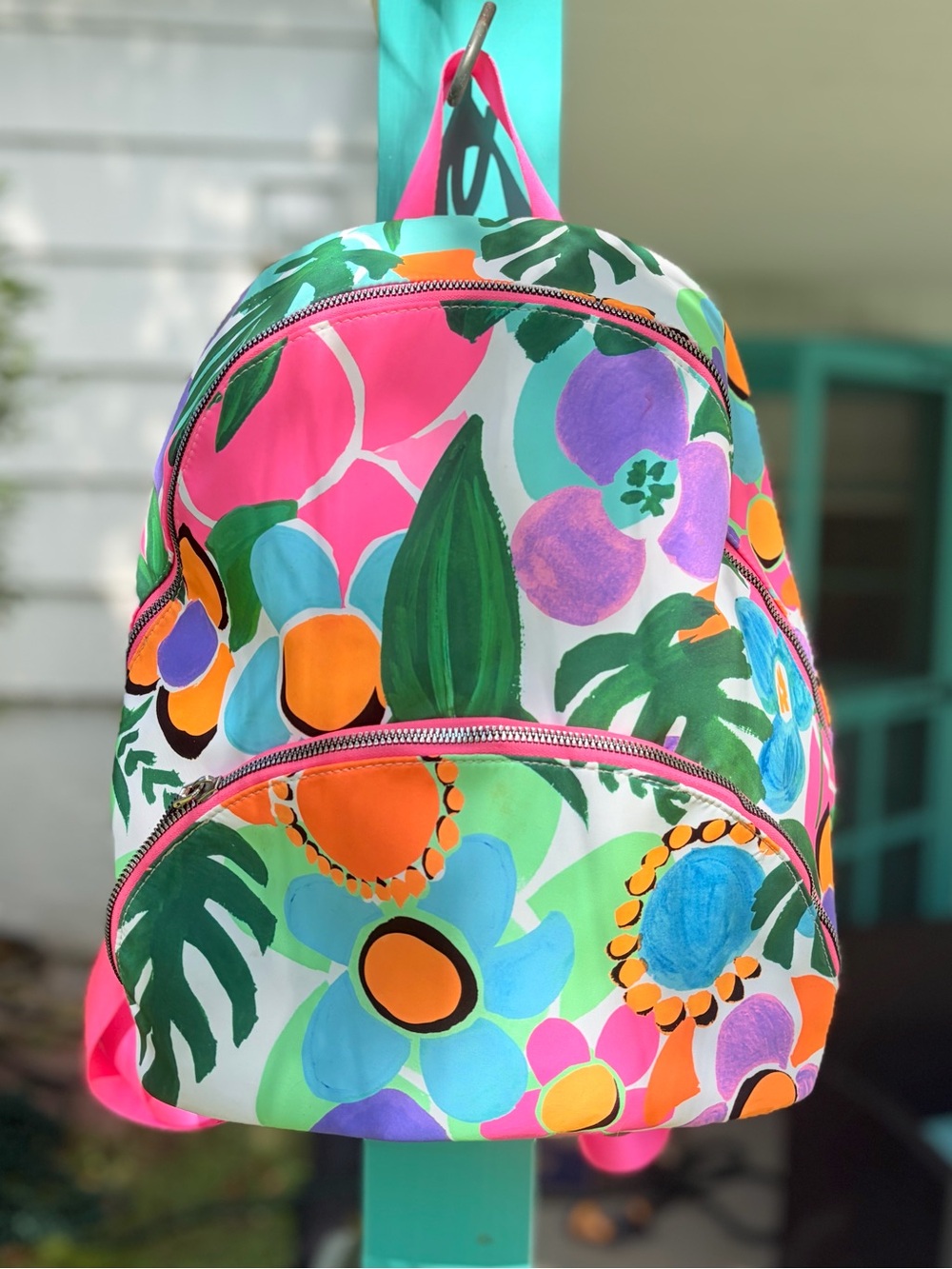 Retired: INC Modern Floral Backpack in Bold Neons, Pastels